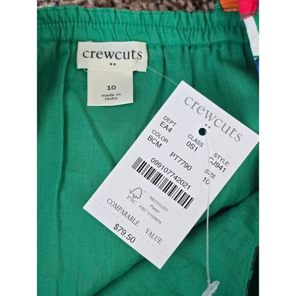 NWT Crewcuts J.Crew Girls Tropical Ruffle Dress Sz10 Clover Green Floral Summer - Picture 8 of 8